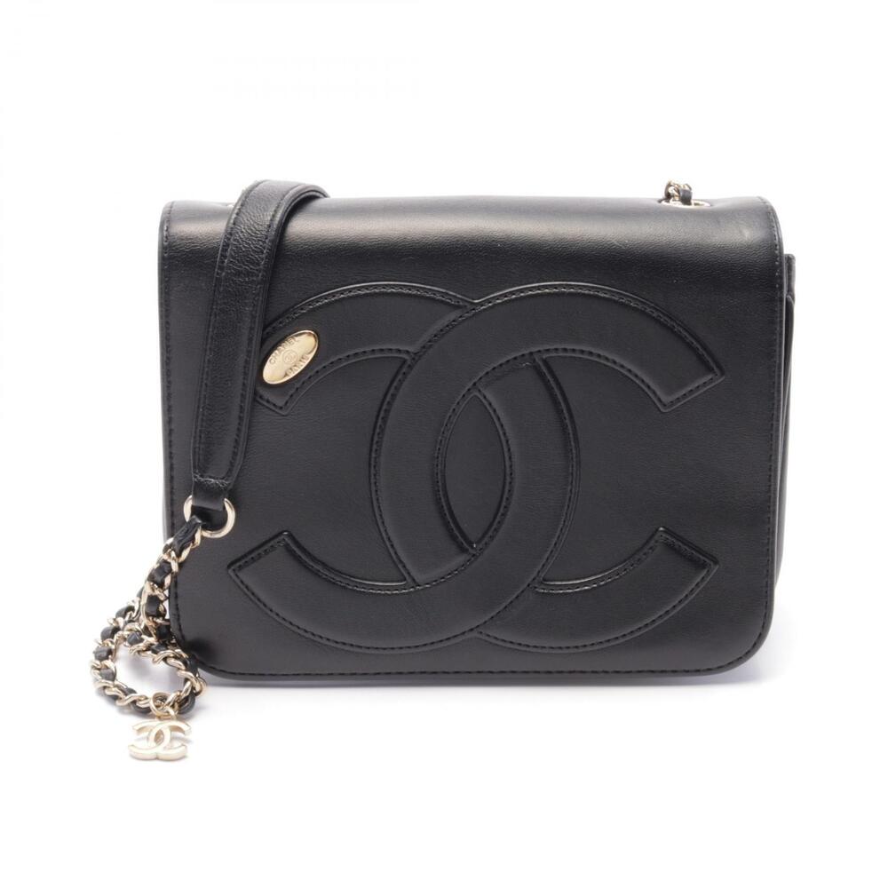 Chanel Coco Mark Shoulder Bag Leather Black